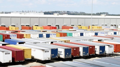 Freight Trailers At Warehouse
