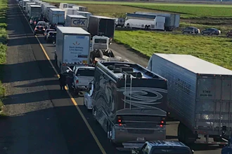 This Feb. 14, 2019, photo released by Caltrans District 3 shows a 7-mile back up on the South bound Interstate 5, as it reopens to traffic in Maxwell in Colusa County, Calif. The Trump administration is poised revoke California’s authority to set auto mileage standards, asserting that only the federal government has the power to regulate greenhouse gas emissions and fuel economy.