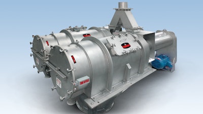 Kason Corporation's Twin XOB-PS-SS PNEUMATI-SIFTER Ultra High Capacity dual centrifugal sifter.