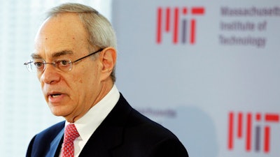In this May 16, 2012, file photo, L. Rafael Reif addresses a news conference after he was announced as the 17th president of the Massachusetts Institute of Technology in Cambridge, Mass. President of the Massachusetts Institute of Technology Reif has ordered an independent investigation after a report about ties between Jeffrey Epstein and a prestigious research lab at the school, he wrote in a letter to the university community Saturday, Sept. 7, 2019.