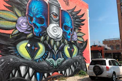 This photo shows a mural painted Jeff Soto and Maxx Gramajo in Detroit.