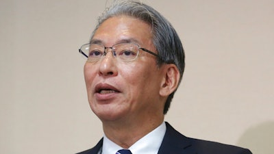 Tokyo District Court new chief prosecutor Tetsuya Sogi speaks during a press conference in Tokyo, Tuesday, Sept. 3, 2019. Tokyo's newly appointed chief prosecutor has defended his office's handling of the case against former Nissan Chairman Carlos Ghosn, saying everything is being carried out properly under Japanese law.