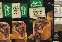 The 20-oz. retail cartons contain two portions of “Marie Callender’s PUB STYLE STEAK & ALE.”