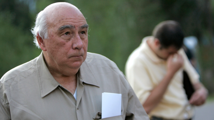 In this Aug. 20, 2007, file photo Robert Murray, founder and chairman of Cleveland-based Murray Energy Corp., arrives at a news conference at the entrance to the Crandall Canyon Mine, in northwest of Huntington, UT.