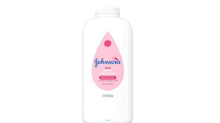 This photo provided by Johnson & Johnson shows the company's baby powder. Walmart, CVS and Rite Aid have pulled some or all 22-ounce bottles of Johnson’s baby powder from shelves to avoid confusing consumers, after a minuscule amount of asbestos was found in one bottle. Johnson & Johnson recalled all 33,000 bottles from the same lot as that bottle last Friday, a day after the U.S. Food and Drug Administration notified the company that routine testing discovered the asbestos in one bottle bought from an online retailer.