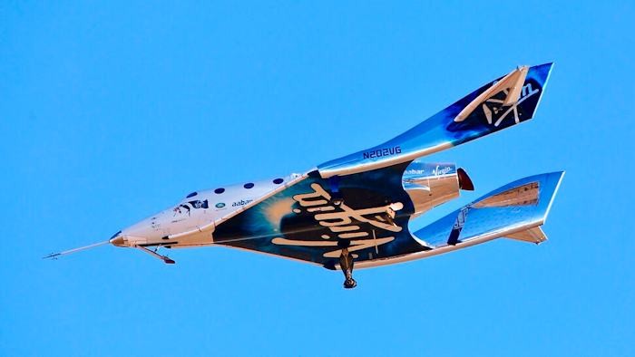 In this Dec. 13, 2018 file photo, Virgin Galactic aircraftVSS Unity reaches space for the first time during its fourth powered flight from Mojave Air and Space Port, Calif. Boeing plans to invest $20 million in Virgin Galactic as the space tourism company nears its goal of launching passengers on suborbital flights. The companies announced the investment Tuesday, Oct. 8, 2019, saying they will work together on broadening commercial access to space and transforming global travel technologies. Virgin Galactic has conducted successful test flights of its winged rocket ship at Mojave, California, and is preparing to begin operations at Spaceport America in New Mexico.
