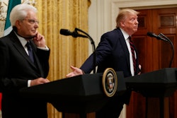President Donald Trump speaks during a news conference with Italian President Sergio Mattarella in the East Room of the White House on Tuesday, Oct. 16 in Washington.
