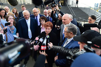 Summit county executive Ilene Shapiro speaks to the media outside the U.S. Federal courthouse, Monday, Oct. 21, in Cleveland.