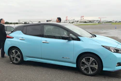 In this Oct. 18 photo, Nissan's electric vehicle with new 'all-wheel-control' technology is ready for a demonstration to reporters at its Oppama test driving course in Yokosuka, near Tokyo.