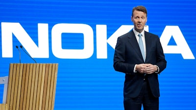In this file photo dated May 30, 2018, Nokia's Chairman Risto Siilasmaa speaks during a shareholder's meeting in Helsinki, Finland.