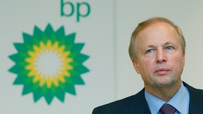 In this file photo dated Tuesday, Feb. 1, 2011, BP PLC's CEO Bob Dudley during a results media conference at their headquarters in London. According to a company announcement Friday Oct. 4, 2019, Bob Dudley will step down as group chief executive in early February 2020, to be replaced by BP chief executive for upstream operations 49-year-old Bernard Looney.