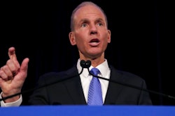 In this Monday, April 29, 2019 file photo, Boeing Chief Executive Dennis Muilenburg speaks during a news conference after the company's annual shareholders meeting at the Field Museum in Chicago. Boeing has taken the chairman title away from CEO Dennis Muilenburg as the aircraft maker continues to struggle with fallout from two deadly plane crashes, Friday, Oct. 11, 2019.