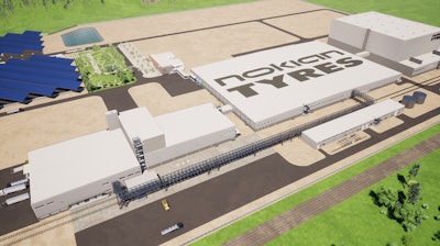 Artist rendering aerial view from the East of Nokian Tyres' new Dayton, TN factory.