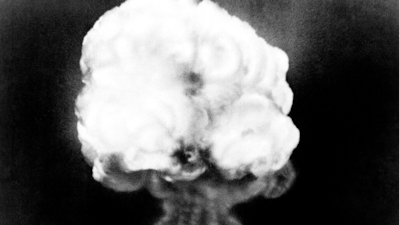 This July 16, 1945, file photo, shows the mushroom cloud of the first atomic explosion at Trinity Test Site near Alamagordo, N.M. A fight is raging in courts and Congress over where radioactive materials should be stored and how to safely get the dangerous remnants of decades of bomb-making and power generation to a permanent resting place.