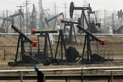 This Jan. 16, 2015, file photo shows pumpjacks operating at the Kern River Oil Field in Bakersfield, Calif. California Gov. Gavin Newsom on Saturday, Oct. 12, 2019, signed a law intended to counter Trump administration plans to increase oil and gas production on protected public land.