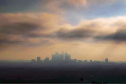 In this Oct. 26, 2018, file photo, downtown Los Angeles is shrouded in early morning coastal fog and smog.