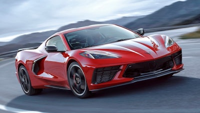 This undated photo provided by General Motors shows the 2020 Chevrolet Corvette Stingray, the new mid-engine version of the Corvette.