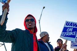 Motorline worker Ray Gladney of Florrisant, materials worker Brookes Robinson of Central West End, and Trim Doorline Worker Danielle Harris of Richmond Heights, picket at the General Motors plant in Wentzville, Mo., on Tuesday, Oct. 22, 2019. United Auto Workers around the country will be voting on whether to accept or deny the recent offer made to the union by GM in the coming week.