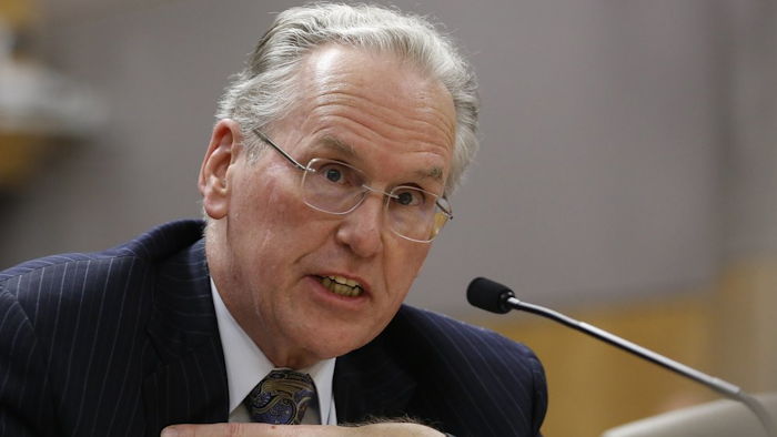Pacific Gas & Electric CEO Bill Johnson discusses the utilities' decision to turn off power for millions of people to prevent California wildfires during an oversight hearing of the Energy, Utilities and Communications committee at the Capitol in Sacramento, CA on Monday, Nov. 18.