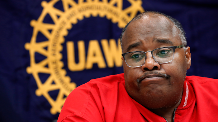 In this Nov. 6 photo, Rory Gamble, acting head of the United Auto Workers union answers questions in Southfield, MI.