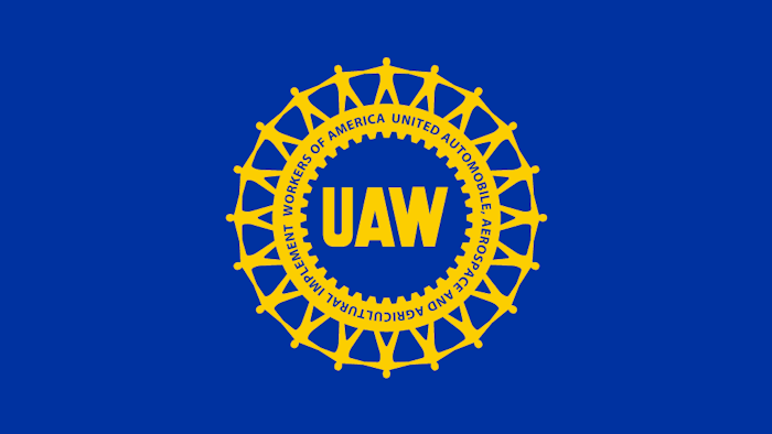 Uaw Wheel Logo Yellow On Blue