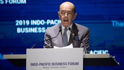 U.S. Commerce Secretary Wilbur Ross delivers a speech in Indo-Pacific Business Forum in Nonthaburi, Thailand on Monday.
