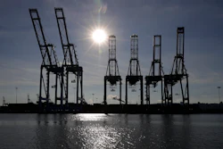This Monday, Nov. 4 photo shows cargo cranes at the Port of Tacoma in Tacoma, WA.