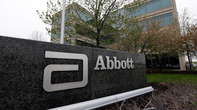 This April 28, 2016 file photo shows a sign at an Abbott Laboratories campus facility in Lake Forest, IL.