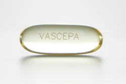 This undated photo provided by Amarin in November 2018 shows a capsule of the purified, prescription fish oil Vascepa.