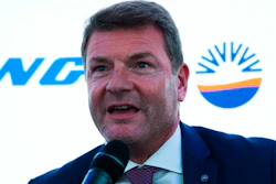 SunExpress CEO Jens Bischof speaks at a news conference at the Dubai Airshow in Dubai, United Arab Emirates on Nov. 18.
