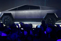 The Tesla Cybertruck is unveiled at Tesla's design studio Thursday, Nov. 21 in Hawthorne, CA.