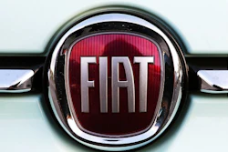 In this Oct. 31, 2019 file photo, a Fiat logo is pictured on a car in Bayonne, southwestern France. The United Auto Workers union has begun to focus bargaining on Fiat Chrysler, raising the possibility of another strike against a Detroit automaker.
