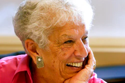 This Sept, 2004, file photo shows Gert Boyle at the company's headquarters in Beaverton, Ore. Boyle, the colorful chairwoman of Columbia Sportswear Co. who starred in ads proclaiming her as 'One Tough Mother,' died Sunday, Nov. 3, 2019. She was 95.