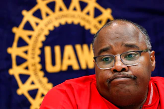 Rory Gamble, acting head of the United Auto Workers union answers questions in Southfield, Mich., Wednesday, Nov. 6, 2019. UAW President Gary Jones was placed on paid leave last weekend after a key ally was charged. Joe Ashton, a retired vice president of the UAW on Wednesday became the 13th person to be charged in a widening federal investigation of corruption at the union and auto companies.