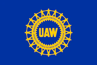 Uaw Wheel Logo Yellow On Blue