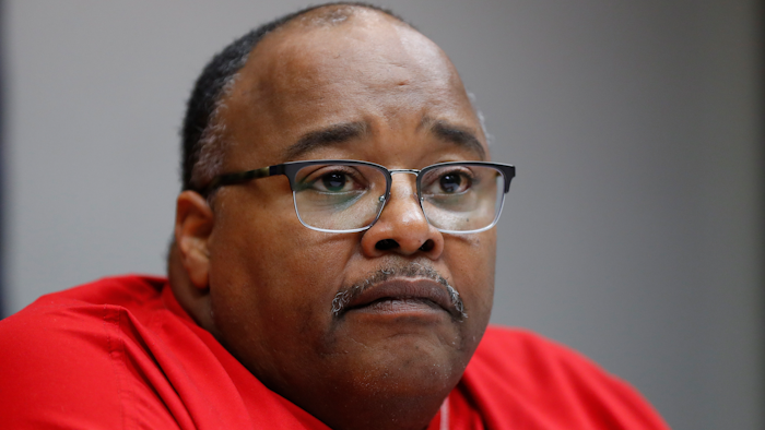 In this Nov. 6, 2019, file photo Rory Gamble, acting head of the United Auto Workers union answers questions in Southfield, Mich. Members of the United Auto Workers union's executive board have voted to appoint Gamble as its new president.