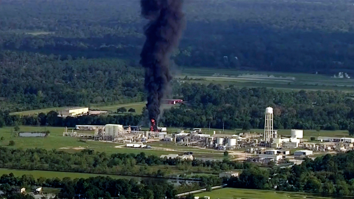 In this Sept. 1, 2017, file photo, smoke rises from the Arkema Inc. owned chemical plant in Crosby, near Houston, Texas. Texas officials refused to cooperate with the U.S. Environmental Protection Agency's watchdog for a report Monday, Dec. 16, 2019, that raises skepticism about public assurances following Hurricane Harvey that the storm's assault on America's largest corridor of petrochemical plants posed no health risks.
