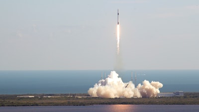 A Falcon 9 SpaceX rocket on a resupply mission to the International Space Station lifts off from Space Launch Complex 40 at Cape Canaveral Air Force Station in Cape Canaveral, Fla., Thursday, Dec. 5, 2019.