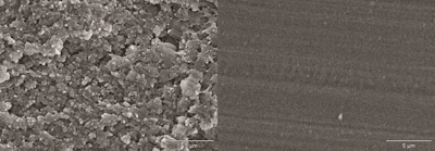 Figure E: Competitor A PTFE (left), Calendared PTFE (right)