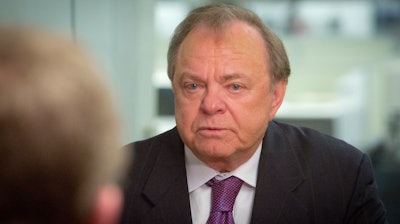 In this Jan. 13, 2016 file photo, Harold Hamm, CEO of Continental Resources and among the pioneers in shale oil drilling in the U.S., gives an interview in New York. Company officials say that Hamm is stepping down as chief executive of Continental Resources to serve as executive chairman.