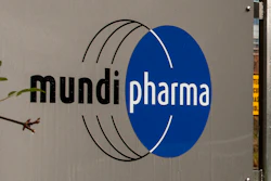 This Dec. 12, 2019, photo shows a sign at the Mundipharma International headquarters at Cambridge Science Park in England. Mundipharma is the international affiliate of Purdue Pharma, the maker of the blockbuster painkiller OxyContin. Mundipharma is now marketing Nyxoid, a new brand of naloxone, an opioid overdose reversal medication.