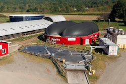 This September 2019 image provided by Vanguard Renewables shows a Farm Powered anaerobic digester facility in Deerfield, Mass. Dominion Energy is launching a $200 million effort to convert methane from cow manure into natural gas.