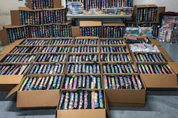 This photo provided Nov. 7, 2019, by the Minnesota Department of Public Safety shows some of the 75,000 THC vaping cartridges seized in drug busts by Minnesota's Northwest Metro Drug Task Force.