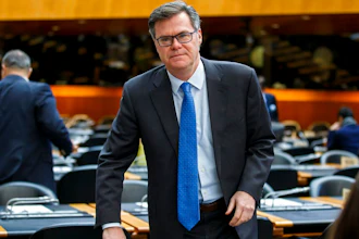 Dennis Shea, US Ambassador to the WTO, arrives for the opening of the General Council, at the headquarters of the World Trade Organization, WTO, in Geneva, Switzerland, Monday, Dec. 9, 2019.