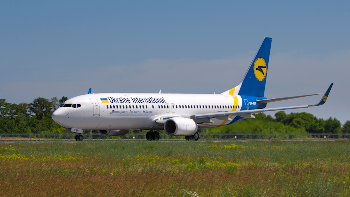 In this photo taken on Saturday, May 26, 2018, showing the actual Ukrainian Boeing 737-800 UR-PSR plane that crashed Wednesday Jan. 8, 2020, on the outskirts of Tehran, Iran, seen here as it waits to takeoff at Borispil international airport outside Kyiv, Ukraine. This Ukrainian airplane carrying 176 people crashed on Wednesday shortly after takeoff from Tehran's main airport, killing all onboard, Iranian state TV and officials in Ukraine said.