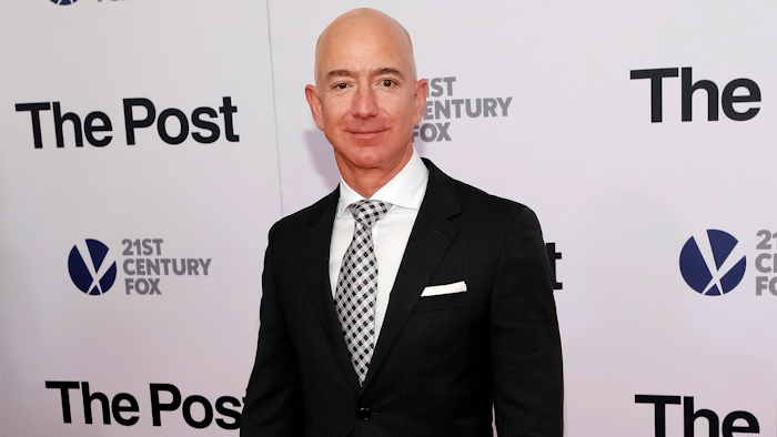 In this Dec. 14, 2017, file photo, Jeff Bezos attends the premiere of 'The Post' at The Newseum in Washington. United Nations experts on Wednesday, Jan. 22, 2020 have called for 'immediate investigation' by the United States into information they received that suggests that Jeff Bezos' phone was hacked after receiving a file sent from Saudi Crown Prince Mohammed bin Salman's WhatsApp account.