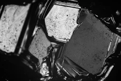 A close-up view of boron carbide crystals.