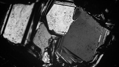 A close-up view of boron carbide crystals.