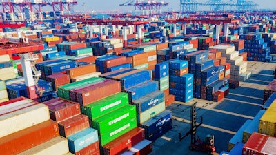 A view of the container port in Qingdao in eastern China's Shandong province on Tuesday, Jan. 14, 2020. China's exports rose 0.5% in 2019 despite a tariff war with Washington after growth rebounded in December on stronger demand from other markets.