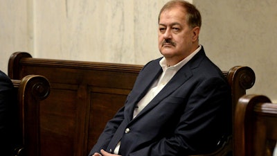 In this Aug. 29, 2018, file photo, Don Blankenship listens to arguments in the West Virginia Supreme Court n Charleston, W.Va. On Wednesday, Jan. 15, 2020, a federal judge in West Virginia refused to toss the misdemeanor conviction of former coal CEO Don Blankenship for conspiring to violate mine safety laws.